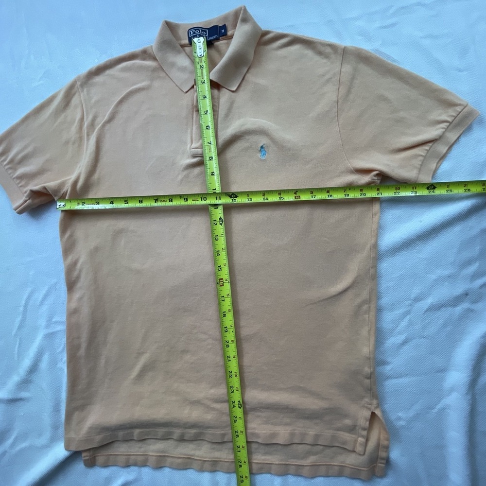 Polo Ralph Lauren Men's Peach Polo Shirt SIZE M Classic Fit BLUE Pony Logo VTG - Picture 2 of 12